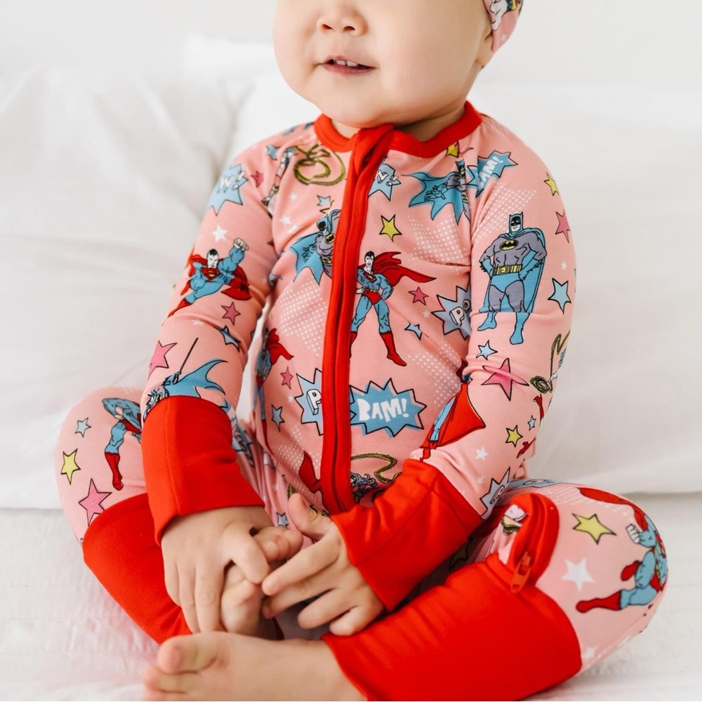 Little Sleepies Pink Justice League Bamboo Zippy Size 6-12 Months